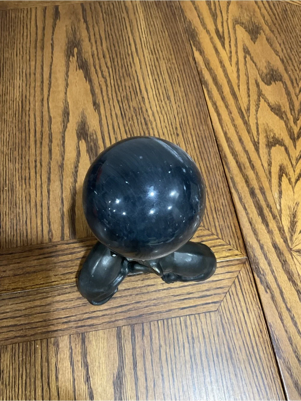 Decorative  Black Metal 3 Elephant Sculpture with Marble Orb